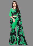 sarees Printed Daily Wear Georgette Saree Black, Green