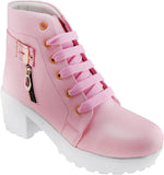 KADY Leather Casual Stylish Look Boots Shoes Boots For Women Pink