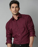 Men Solid Casual Black Shirt MAROON