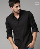 Men Solid Casual Black Shirt BLACK