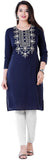 Women Embroidered Straight Kurta NAVY BLUE